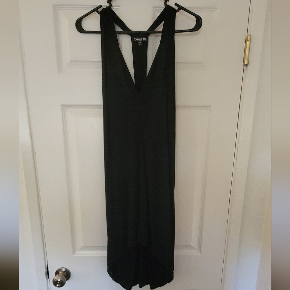 Medium backless sleeveless flowy black dress from Express